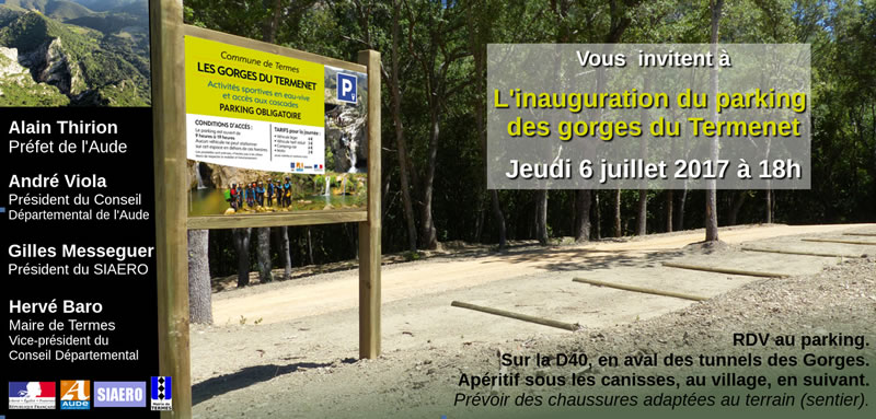 inauguration du parking des gorges du Termenet